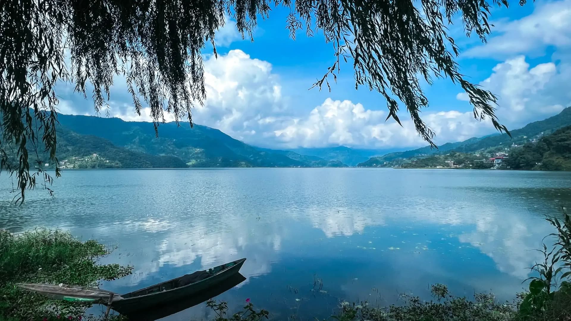 Calm reflections on Phewa Lake, Pokhara