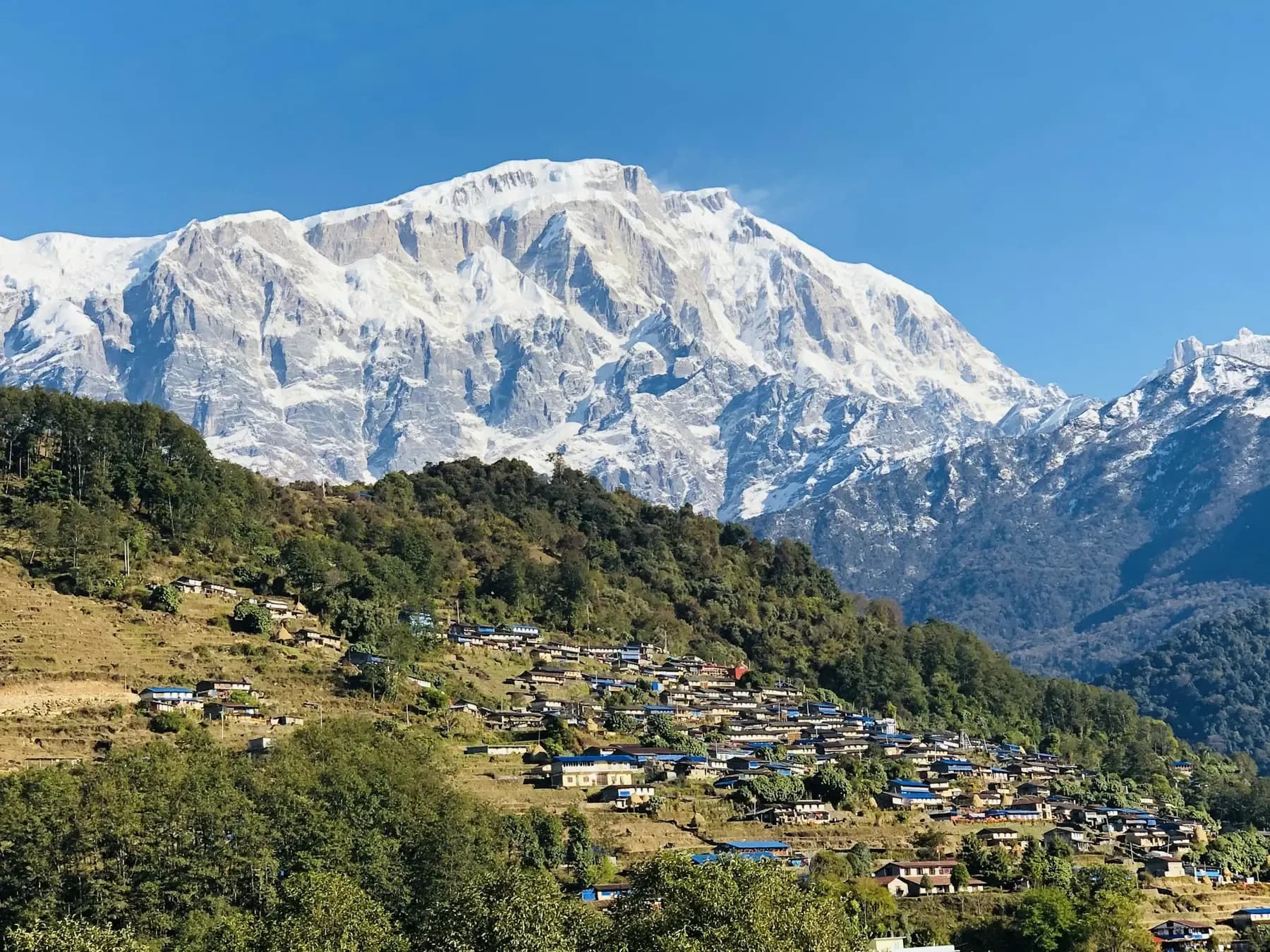 A hillside village below Annapurna South