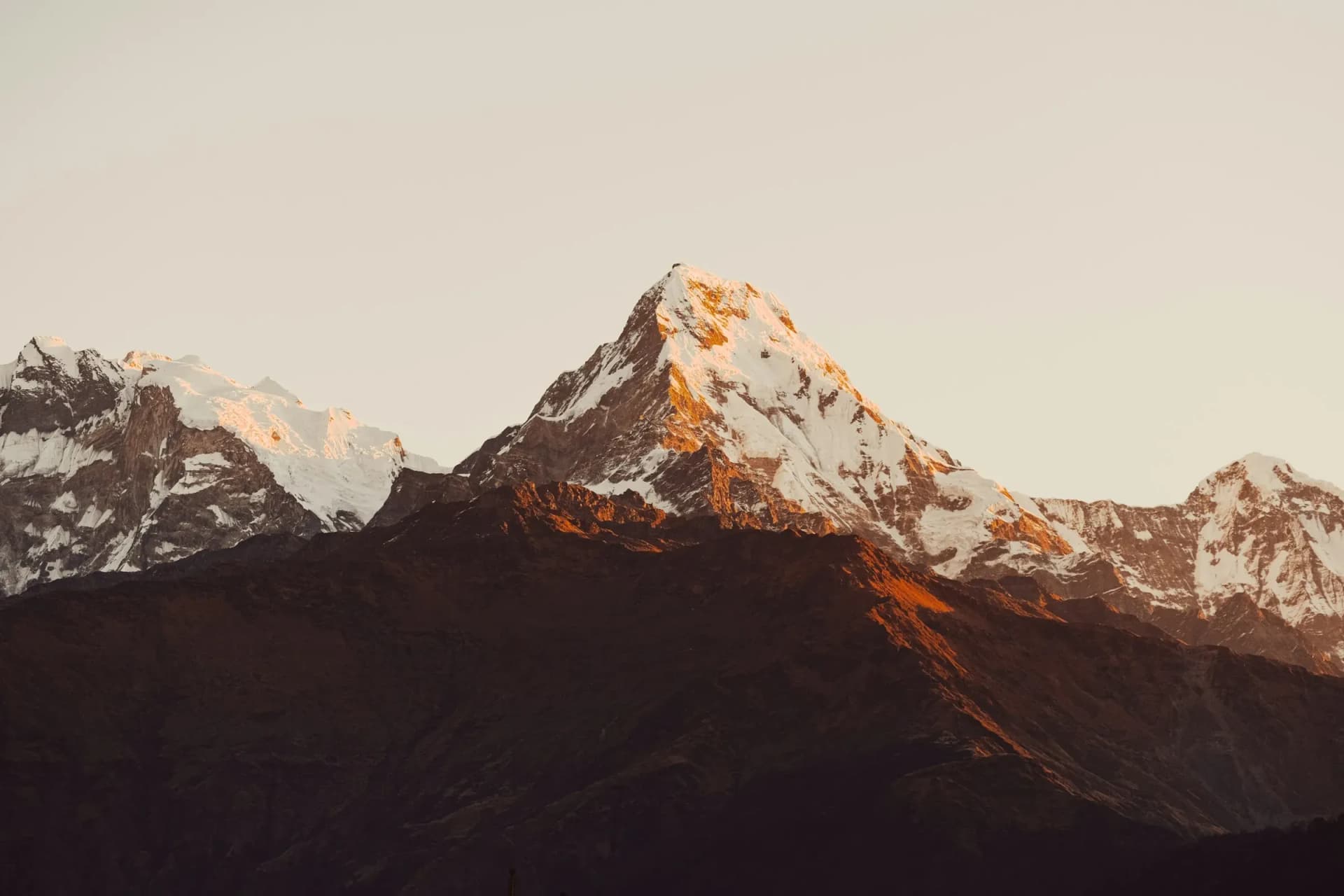 Annapurna South at sunset seen from the Pokhara hills