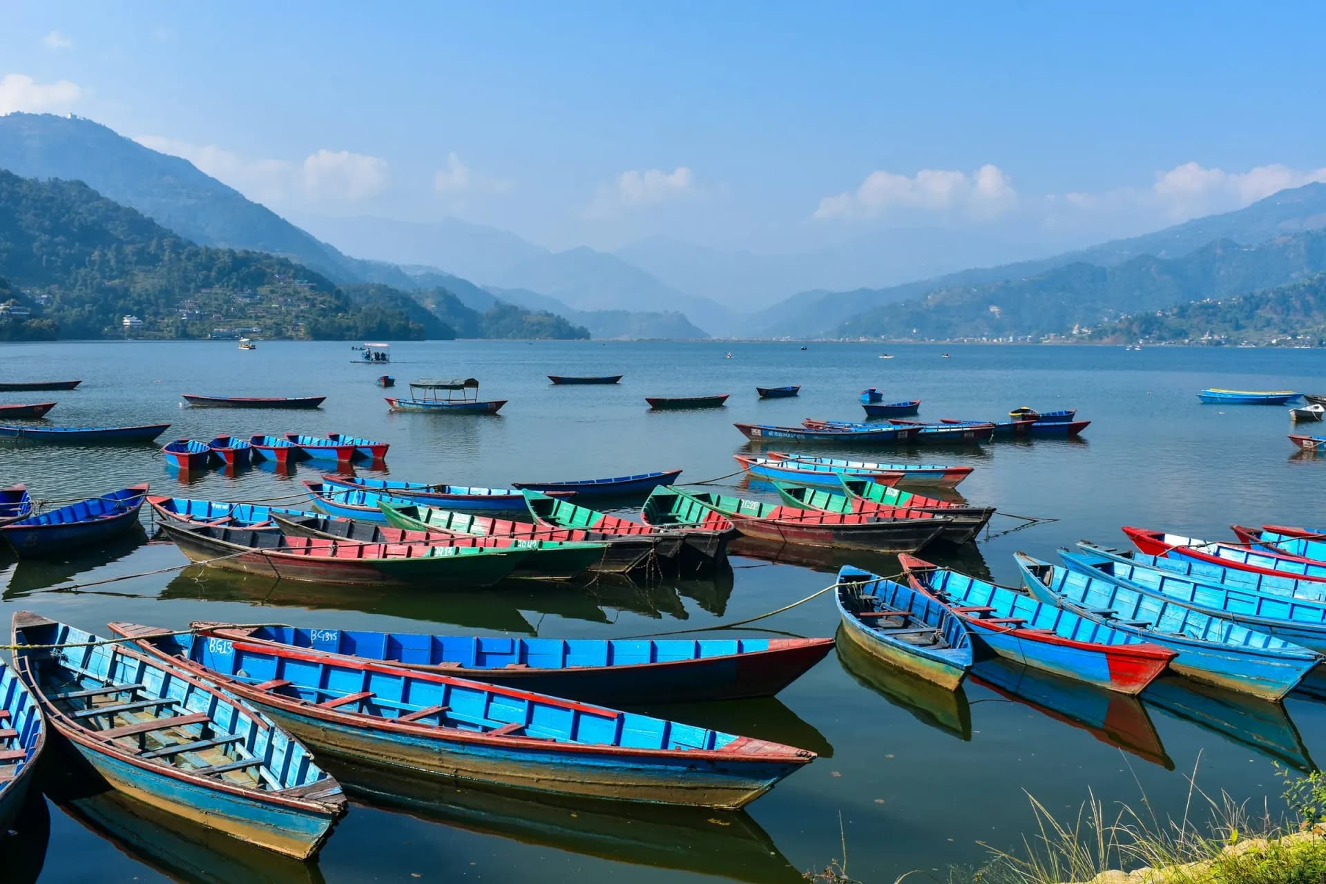 Colourful boats on Phewa Lake, Pokhara